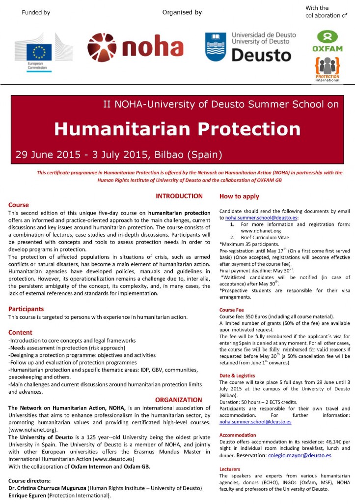 NOHA Summer School on Humanitarian Protection
