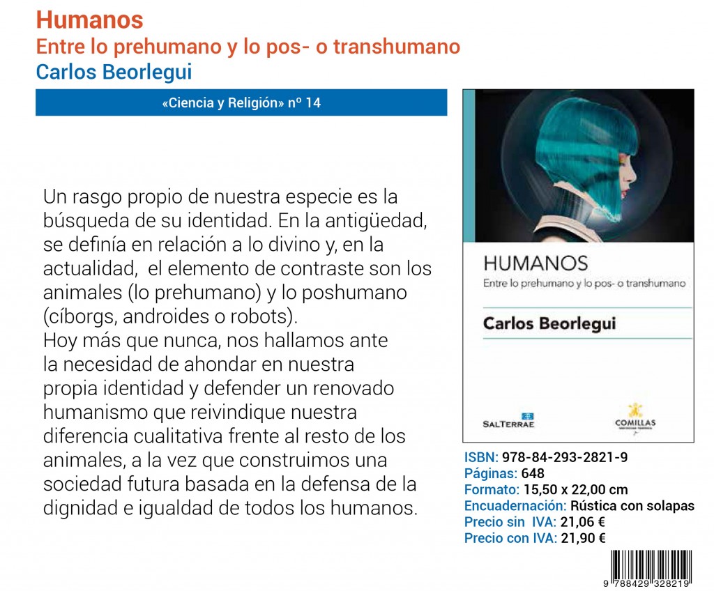 El profesor Carlos Beorlegui presenta en Deusto su libro “Entre lo pre-humano y lo pos- o transhumano”