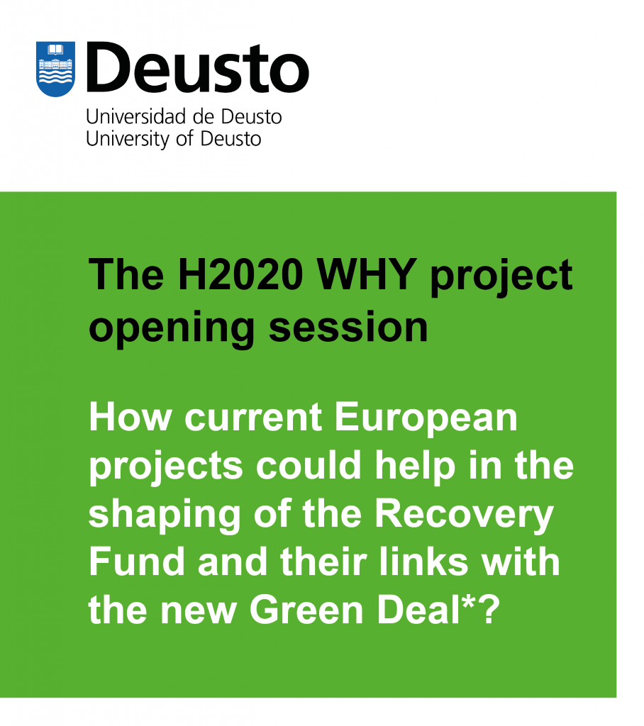 The H2020 WHY project opening session: How current European projects could help in the shaping of the Recovery Fund and their links with the new Green Deal*?