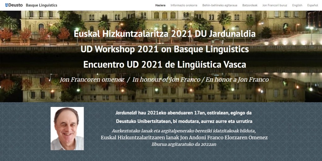 Encuentro UD 2021 de Lingüística Vasca Encuentro UD 2021 de Lingüística Vasca