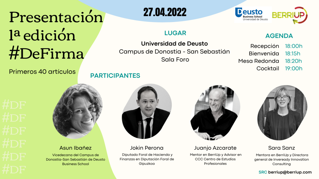 BerriUp y Deusto Business School presentan la 1ª edición del libro #DeFirma BerriUp y Deusto Business School presentan la 1ª edición del libro #DeFirma