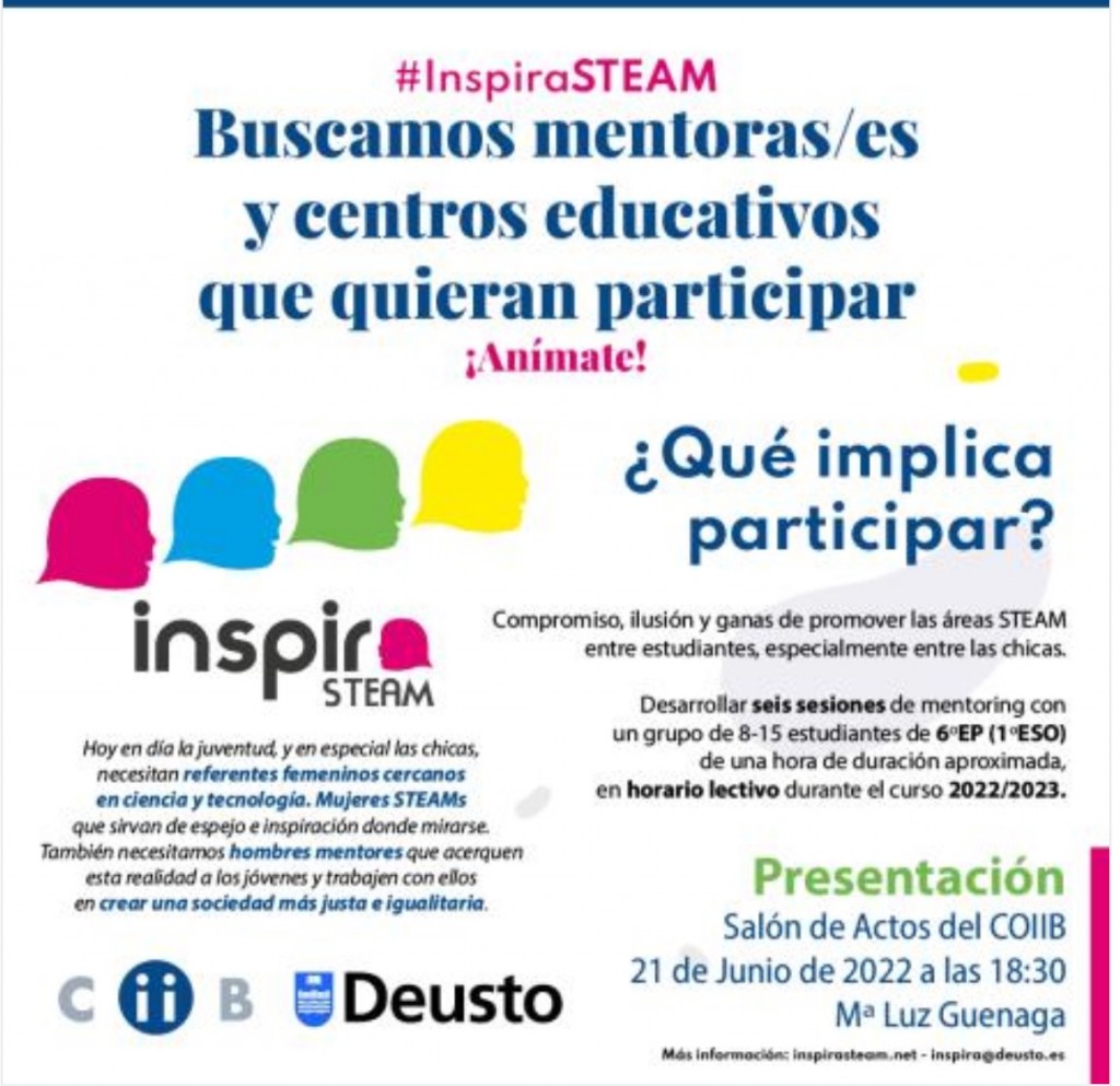 Presentación de Inspira STEAM y búsqueda de mentoras/es en el Colegio Oficial de Ingenieros Industriales de Bizkaia