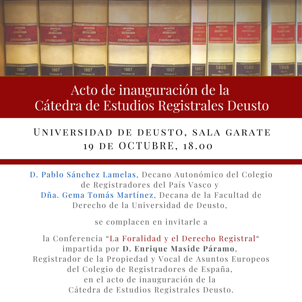 Folleto de Acto de Inauguración de la Cátedra de Estudios Deusto Folleto de Acto de Inauguración de la Cátedra de Estudios Deusto