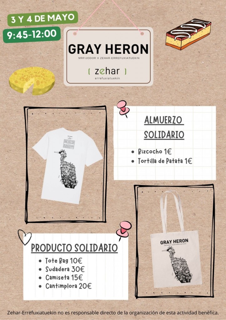 GRAY HERON: DBS x Zehar-Errefuxiatuekin. Venta de productos solidarios
