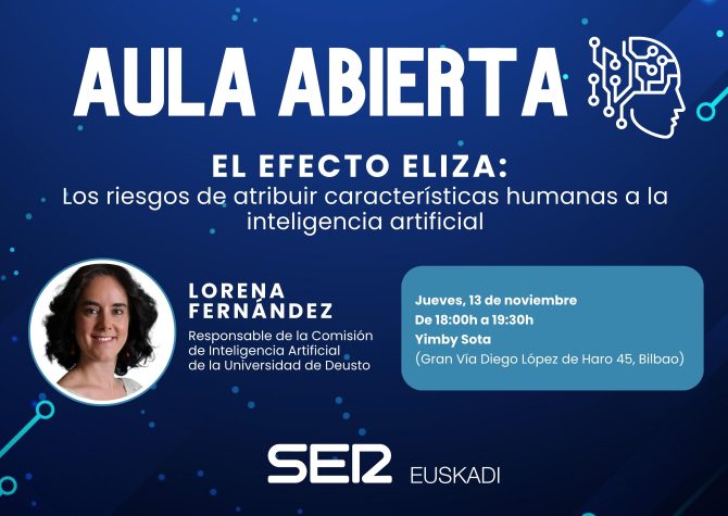 Aula abierta Cadena SER: El efecto Eliza. Los riesgos de atribuir características humanas a la inteligencia artificial Aula abierta Cadena SER: El efecto Eliza. Los riesgos de atribuir características humanas a la inteligencia artificial