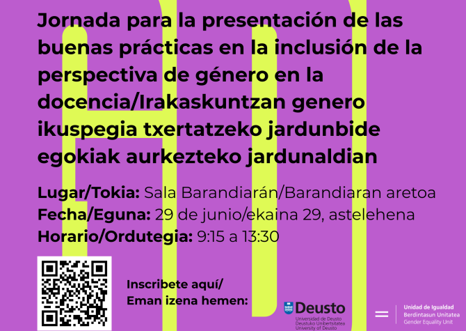 Jornada de Buenas Prácticas para la inclusión de la perspectiva de género en la docencia